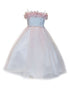 Little Girls Blush Floral Off Shoulder Tulle Flower Girl Dress 2-6 - SophiasStyle.com